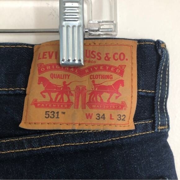 Levi's Men's Dark Blue Denim Slim Fit Casual Straight Leg Jeans Jean Pants - Picture 4 of 9